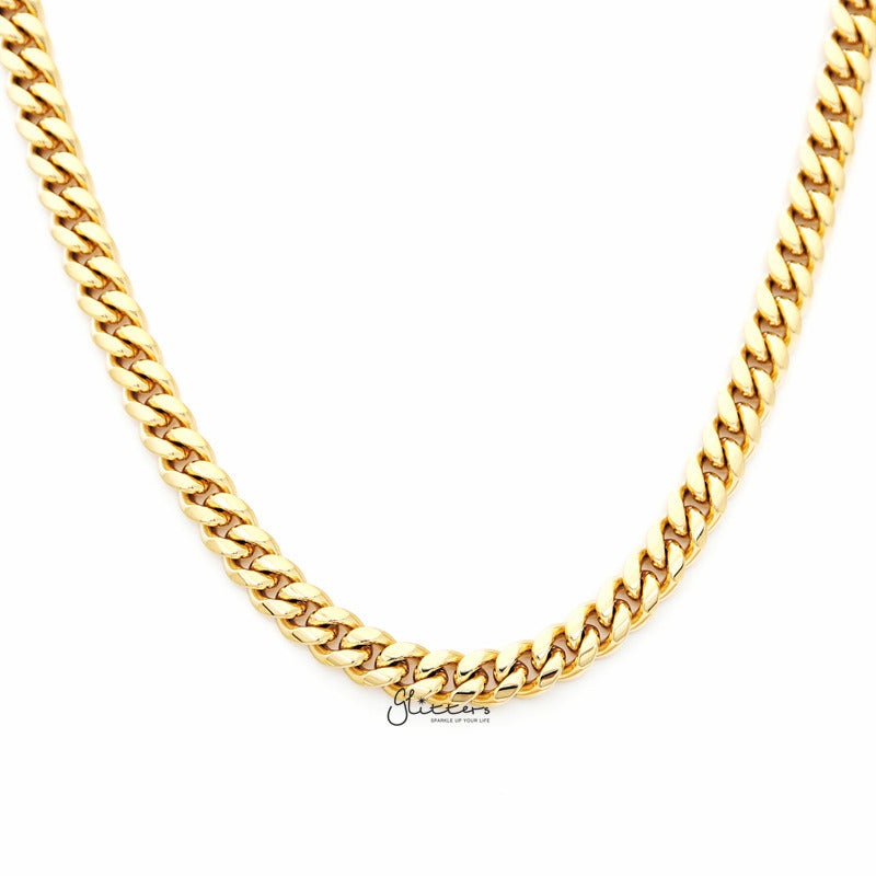 18K Gold Plated Stainless Steel Miami Cuban Curb Chain Necklace – 6mm Width