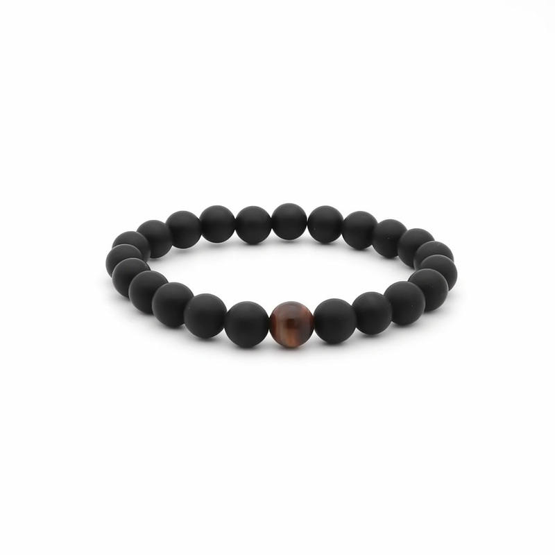 Black Agate & Tiger Eye Beaded Bracelet