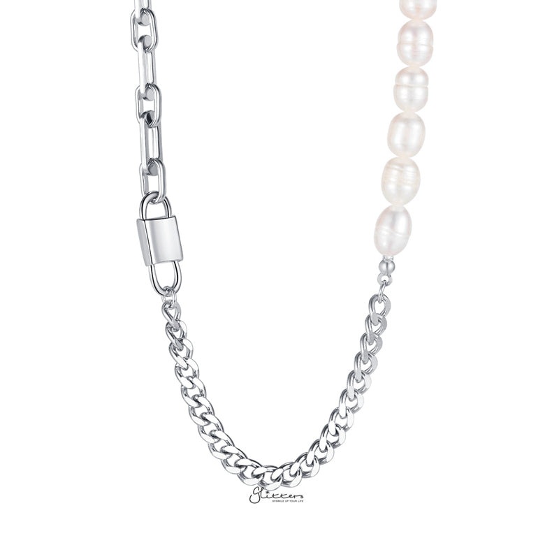 Freshwater Pearls with Stainless Steel Chain Necklace