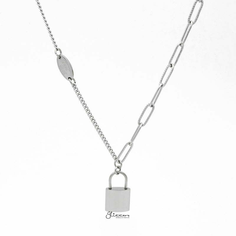 Lock Pendant Stainless Steel Chain Necklace