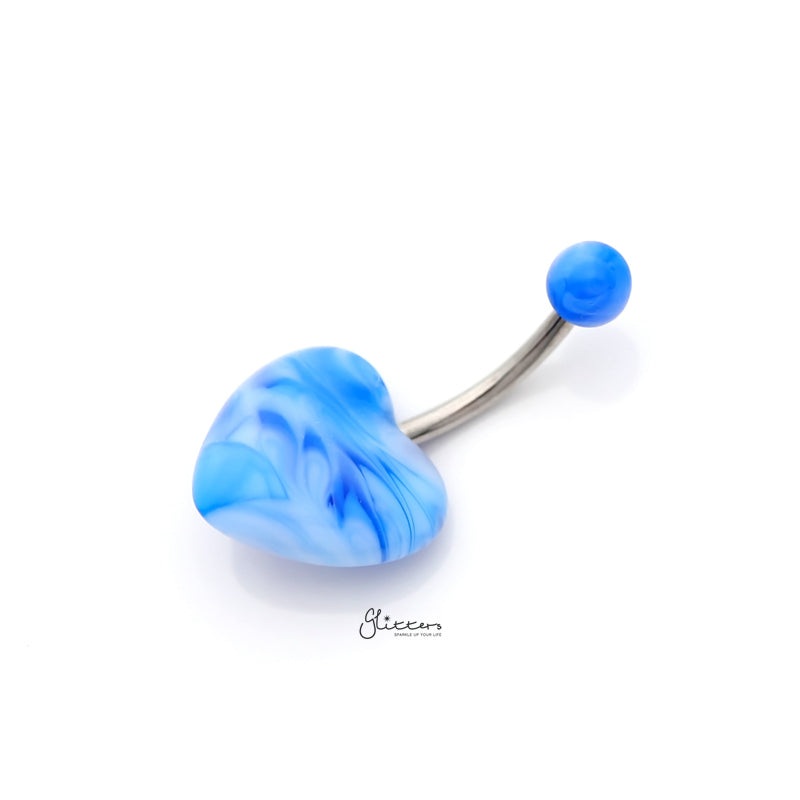Marble Acrylic Heart Belly Button Navel Ring – Blue