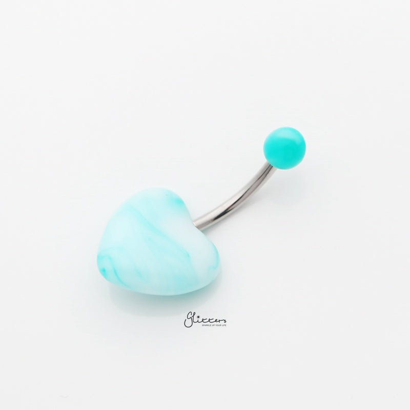 Marble Acrylic Heart Belly Button Navel Ring – Green