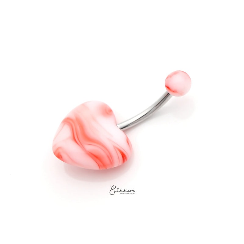 Marble Acrylic Heart Belly Button Navel Ring – Red