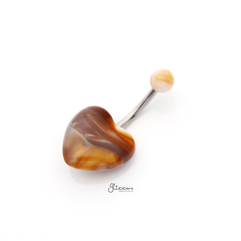 Marble Acrylic Heart Belly Button Navel Ring – Yellow