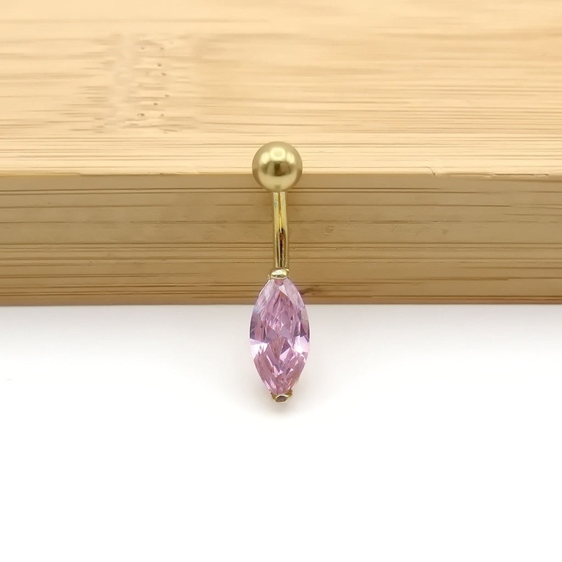 Marquise CZ Belly Button Rings Pink