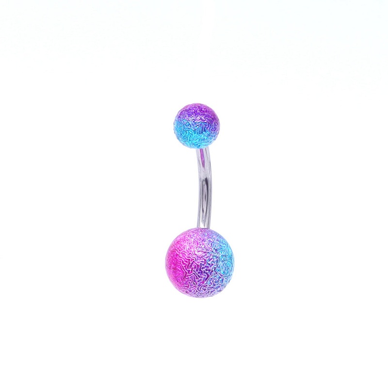 Multi Colour Acrylic Balls Belly Button Navel Ring – Aqua/Hot Pink