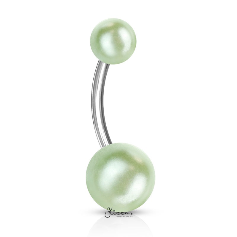 Pearlish Coat Acrylic Balls Belly Button Navel Ring – Green