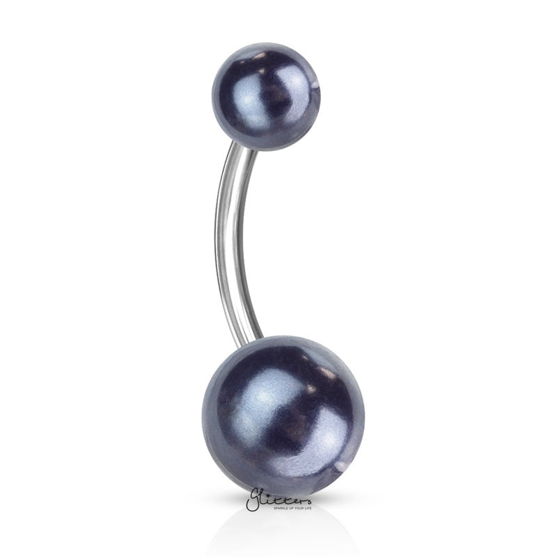 Pearlish Coat Acrylic Balls Belly Button Navel Ring – Hematite