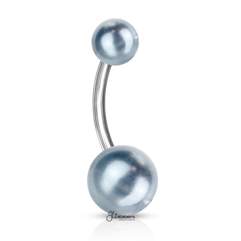 Pearlish Coat Acrylic Balls Belly Button Navel Ring – Light Blue