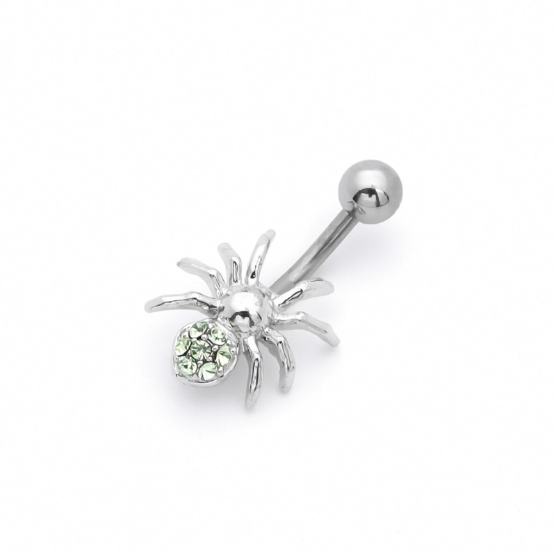 Spider Belly Button Ring – Green