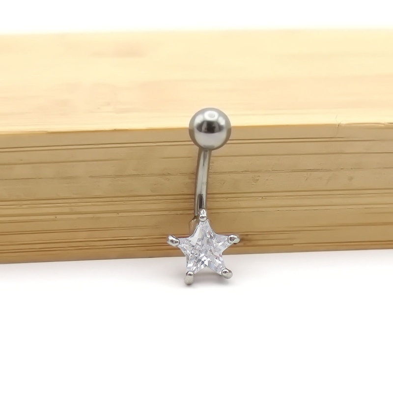 Star CZ Belly Button Rings Clear