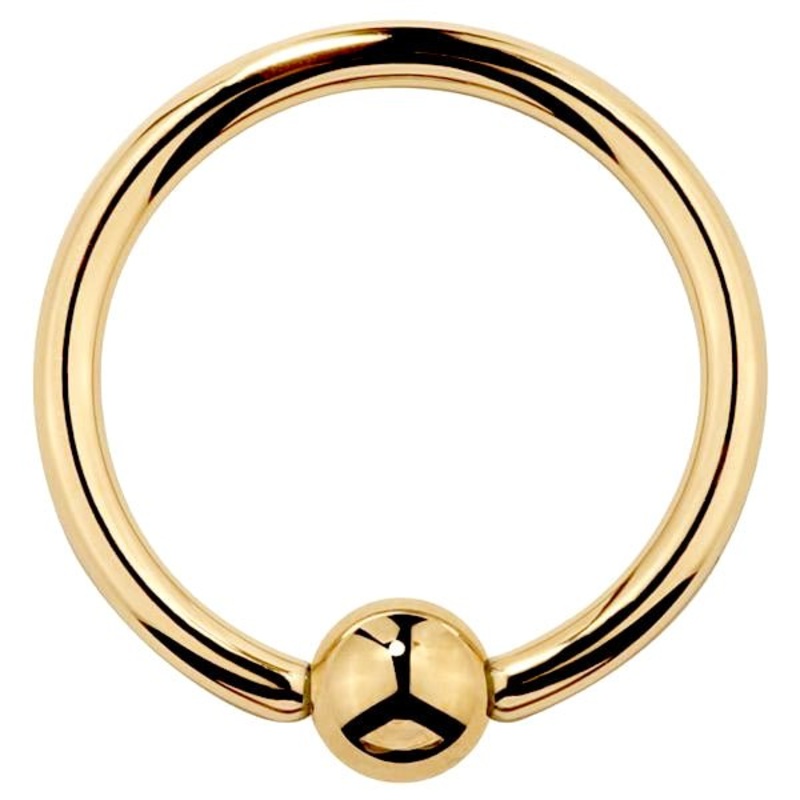 14K Gold Fixed Bead Ring 14K Yellow Gold 20G (0.8mm) 1/4″ (6mm)