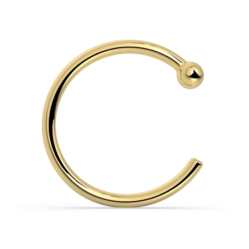 14K Gold Nose Ring Hoop 14K Yellow Gold 20G (0.8mm) 1/4″ (6mm)