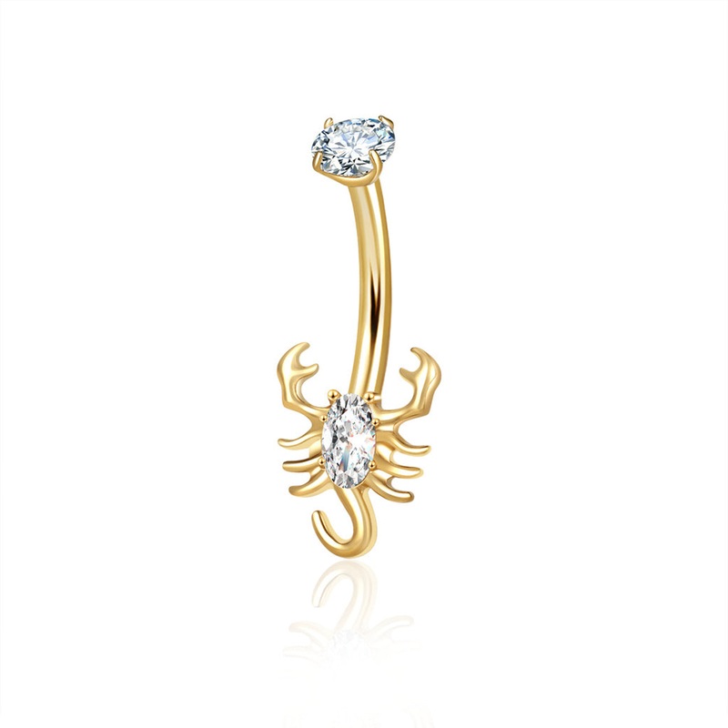 CZ Scorpion Titanium Belly Button Ring – Gold