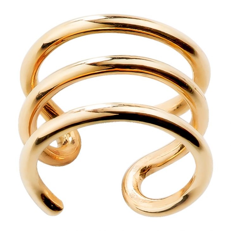 Three Band 14k Gold Ear Cuff Yellow