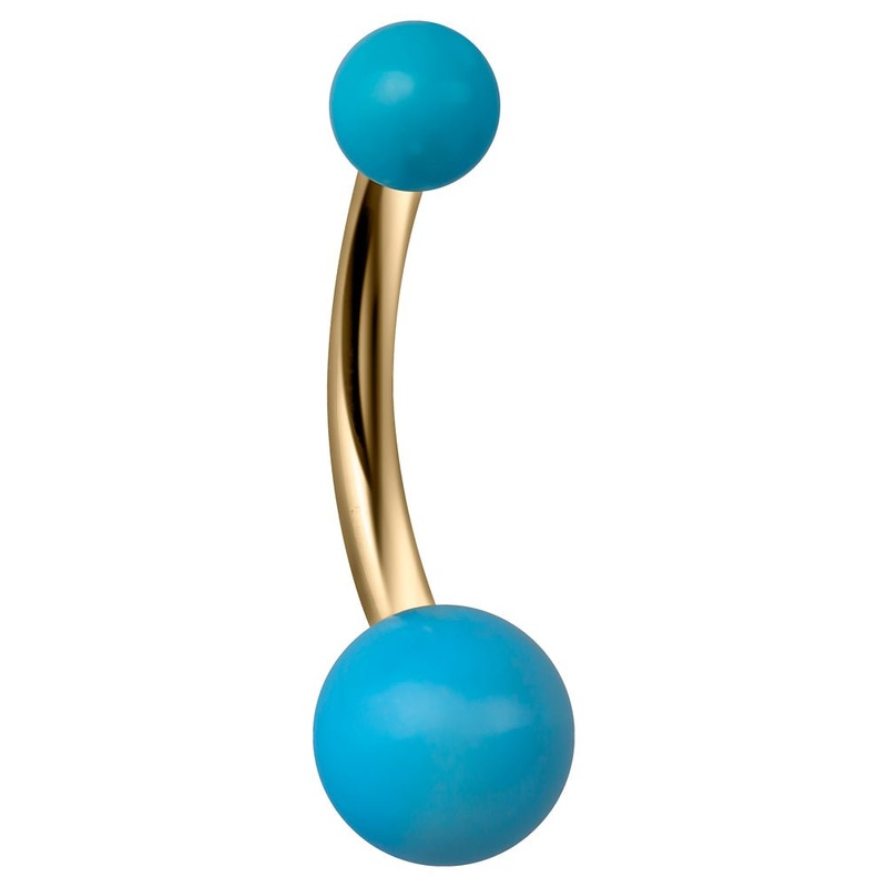 Turquoise Classic 14k Gold Navel Ring 14k Yellow Gold 1/4″ (6mm)