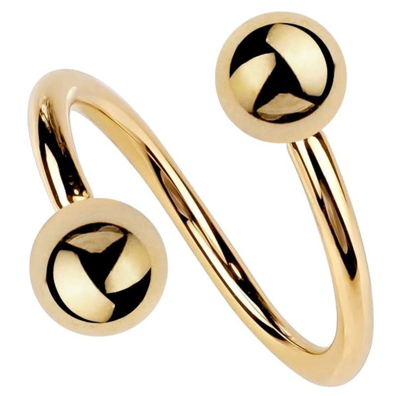 Twister Spiral Barbell 14k Gold 14K Yellow Gold 18G (1.0mm) 5/16″ (8mm)