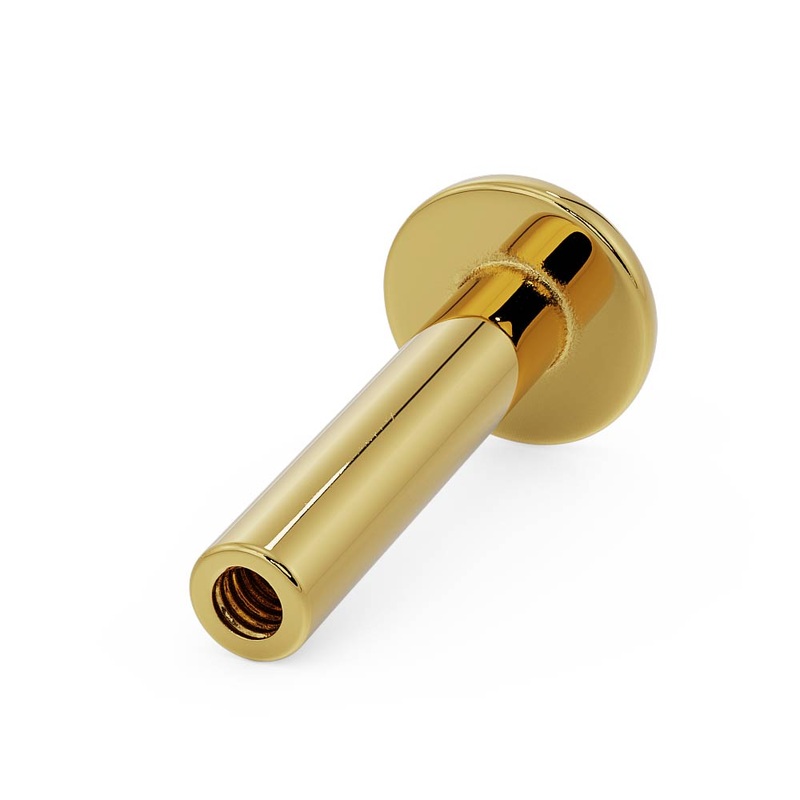 Internally Threaded Flat Back Post Replacement 14k Gold 14K Yellow Gold 18G 3/16″ (5mm)