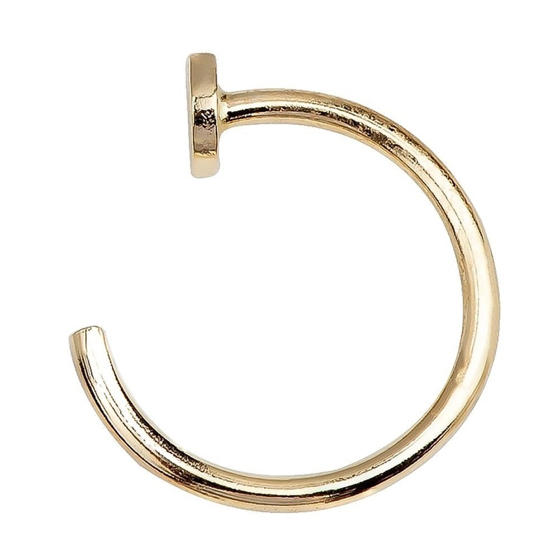 Nail 14K Gold Nose Ring Hoop 14K Yellow Gold 20G 5/16″