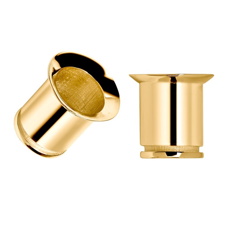 Single Flare Tunnel 14k Gold Plugs 10G (2.5mm) 14K Yellow Gold Pair