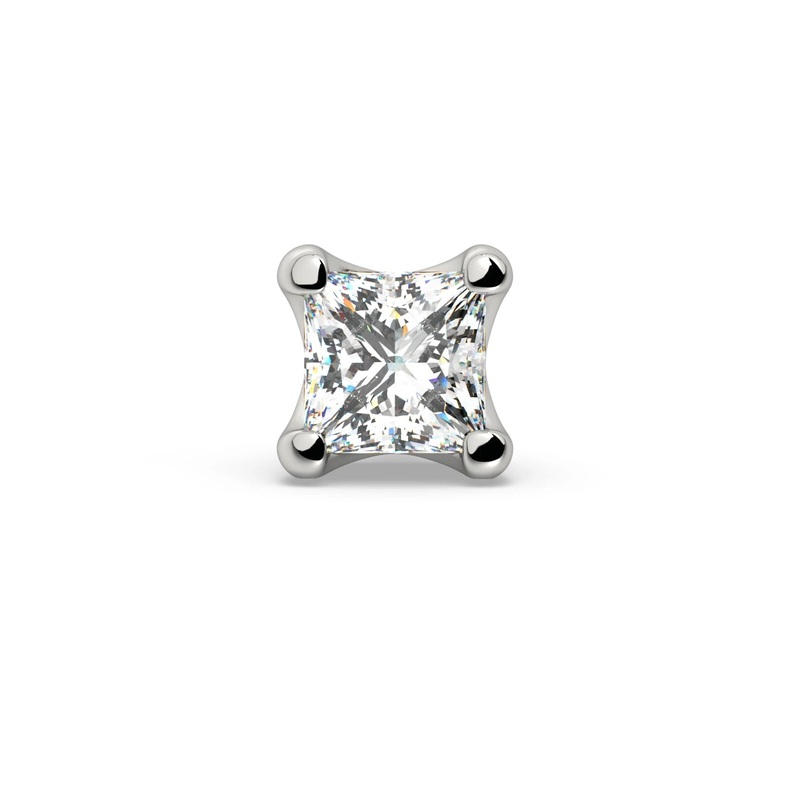 1.75mm Princess-Cut Diamond Nose Ring 14K Yellow Gold Twist 20G