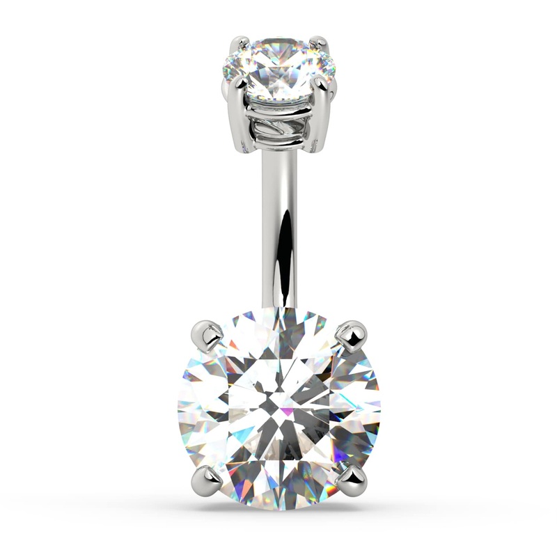 3.3 CTW GIA Diamond Navel Ring 14K White Gold 1/4″ (6mm)