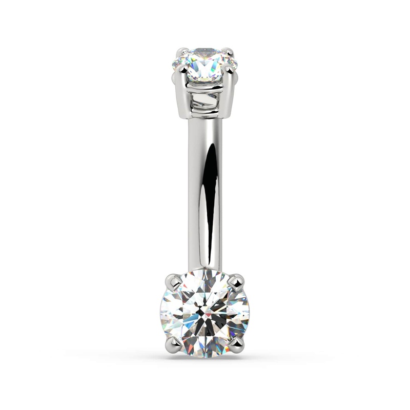 .35 CTW Diamond Navel Ring 14K White Gold 1/4″ (6mm)