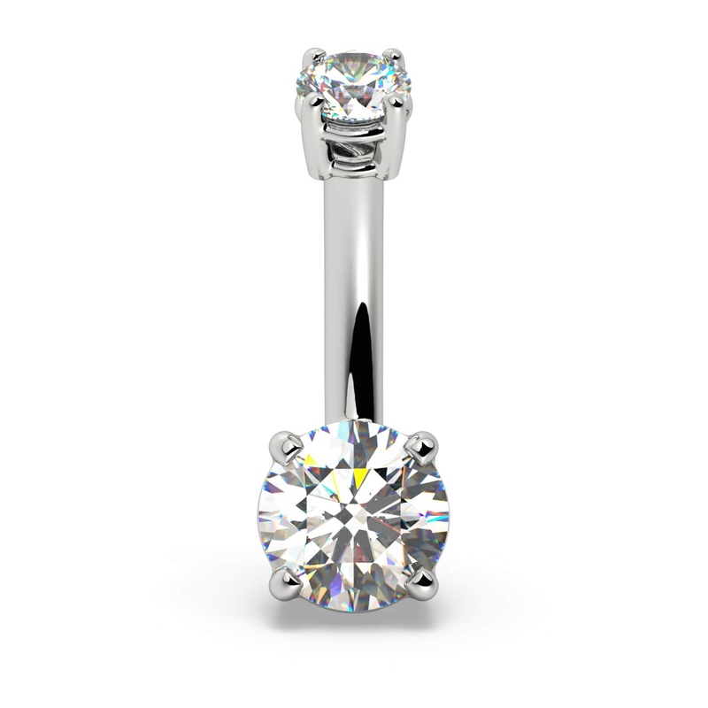 .60 CTW Diamond Navel Ring 14K White Gold 1/4″ (6mm)