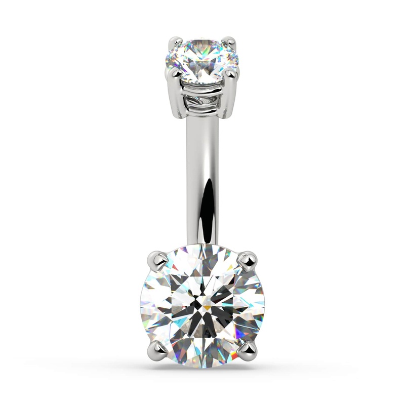 .95 CTW GIA Diamond Navel Ring 14K White Gold 1/4″ (6mm)