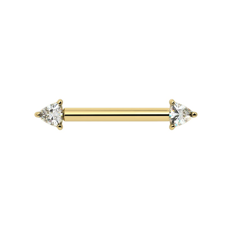 .204 CTW Trillion Diamond Nipple Barbell 14K Yellow Gold 14G, 1/2″ (13mm)