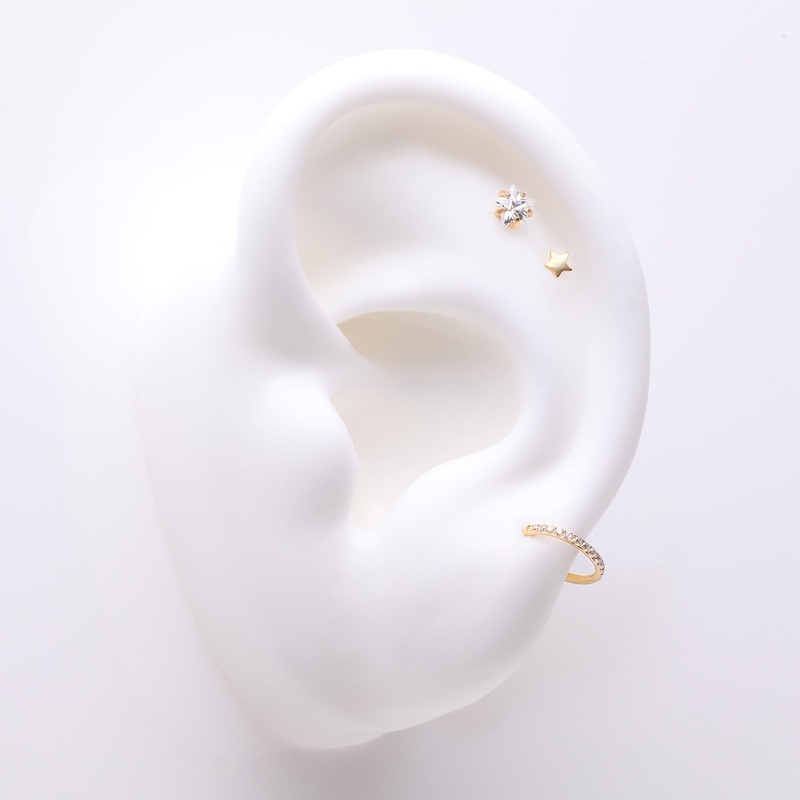 3 Pcs of Assorted Everyday Dainty Stars Pure24K Titanium Stud x Clicker Package