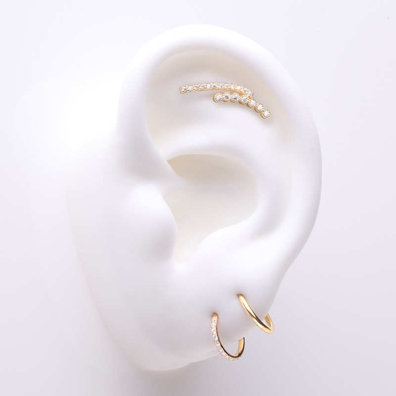 3 Pcs of Assorted Everyday Golden Curvature Sparkle Lined Stud x Clicker Package