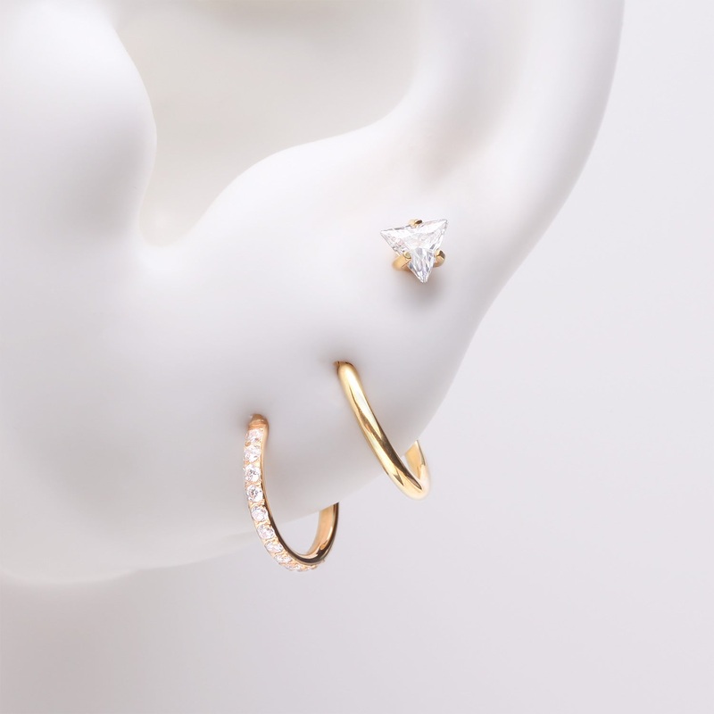 3 Pcs of Assorted Everyday Golden Sparkle Triangle Stud x Clicker Package
