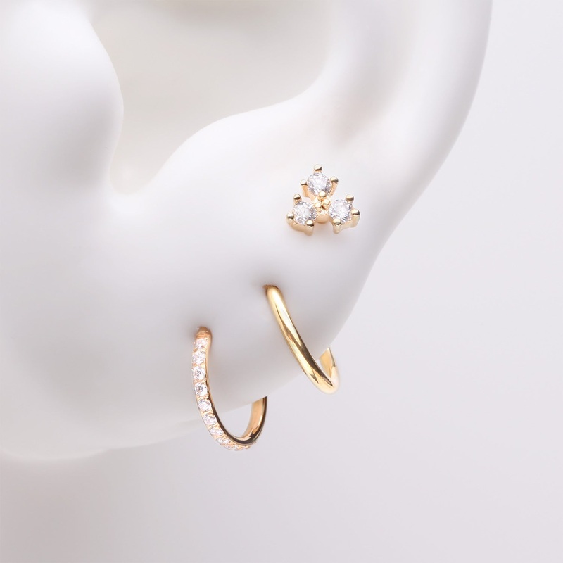 3 Pcs of Assorted Everyday Golden Sparkle Trinity Stud x Clicker Package