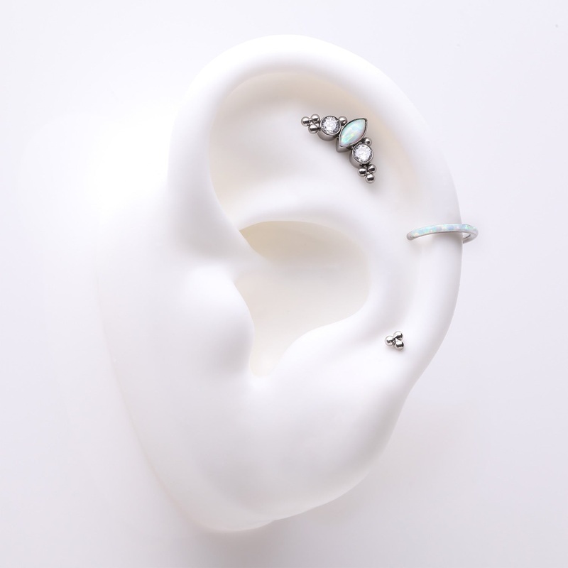 3 Pcs of Assorted Everyday Titanium Marquise Opal Bali Beaded Stud x Clicker Package