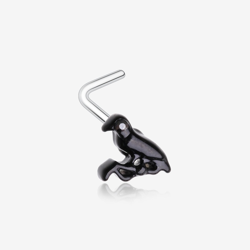 Black Raven Sparkle L-Shaped Nose Ring