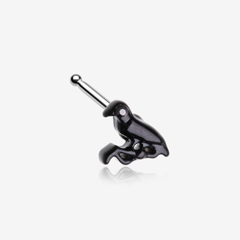 Black Raven Sparkle Nose Stud Ring