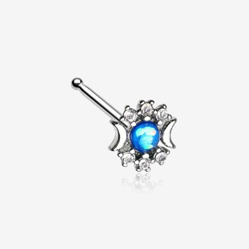 Celestial Opalescent Moon Goddess Sparkle Nose Stud Ring