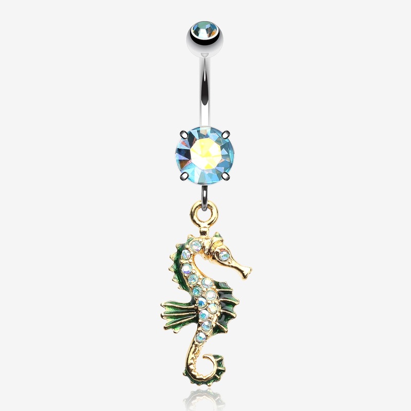 Glam Seahorse Sparkle Dazzle Belly Button Ring