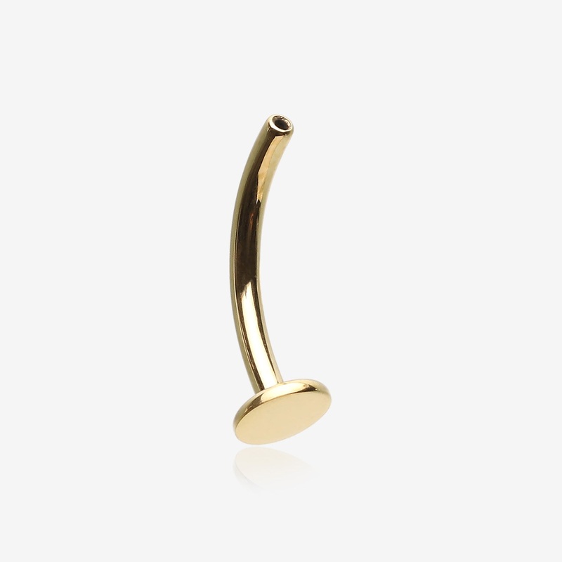 Implant Grade Titanium OneFit Threadless Golden Convex Base Post Belly Bar Part 14 GA (1.6mm), 5/16″ (8mm)