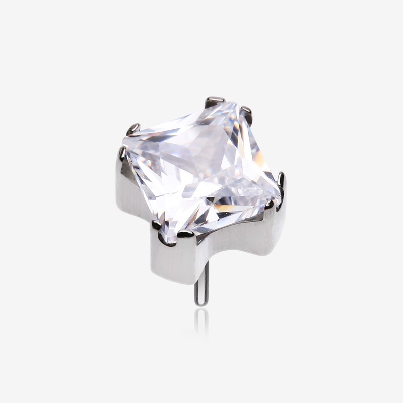 Implant Grade Titanium OneFit Threadless Prong Set Square Gem Sparkle Top Part 3mm