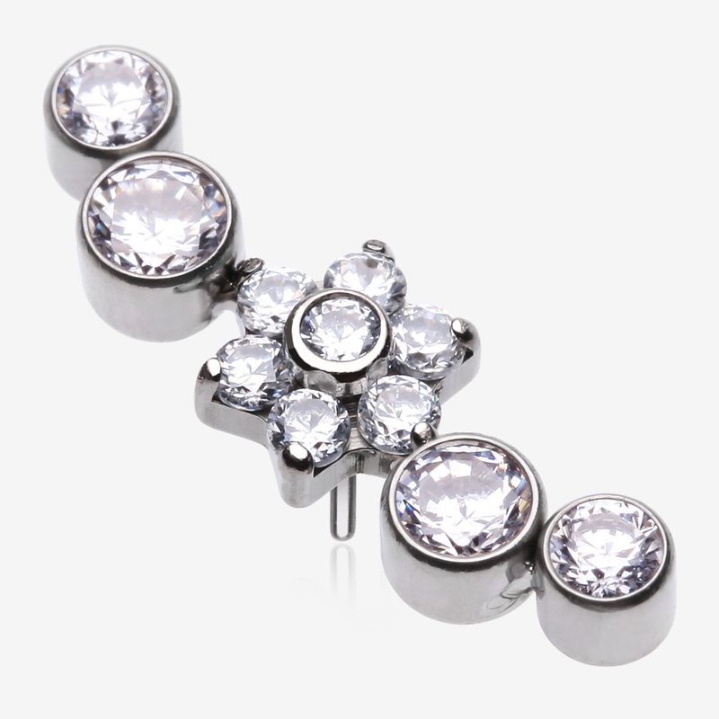 Implant Grade Titanium OneFit Threadless Radiant Sparkle Flower Journey Curve Top Part