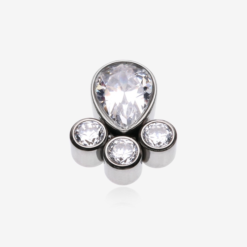 Implant Grade Titanium OneFit Threadless Regal Teardrop Multi-Gem Sparkle Top Part*
