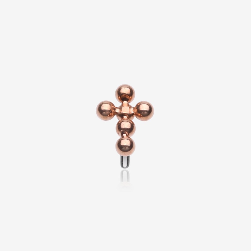 Implant Grade Titanium OneFit Threadless Rose Gold Beaded Ball Cross Top Part