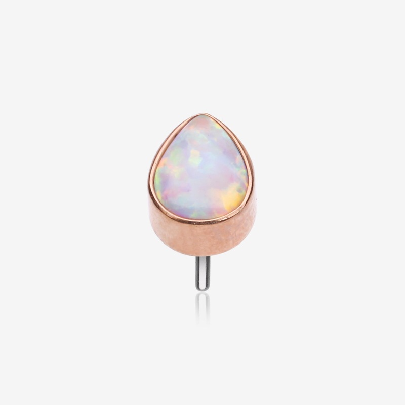 Implant Grade Titanium OneFit Threadless Rose Gold Fire Opal Teardrop Top Part