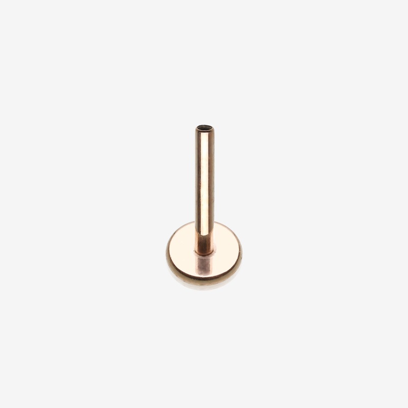 Implant Grade Titanium OneFit Threadless Rose Gold Flat Back Stud Labret Bar Part 20 GA (0.8mm), 1/4″ (6mm), Base: 2.5mm
