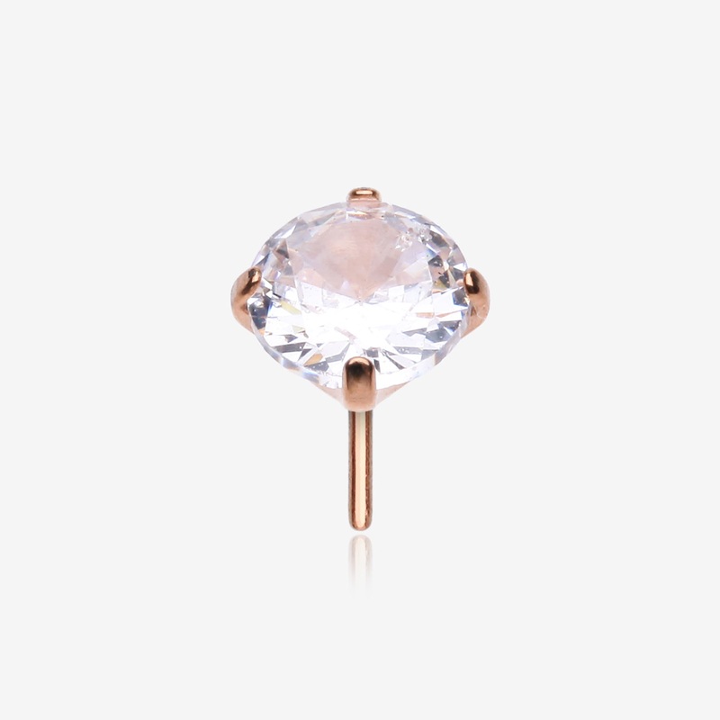 Implant Grade Titanium OneFit Threadless Rose Gold Prong Set Sparkle Gem Top Part 2mm