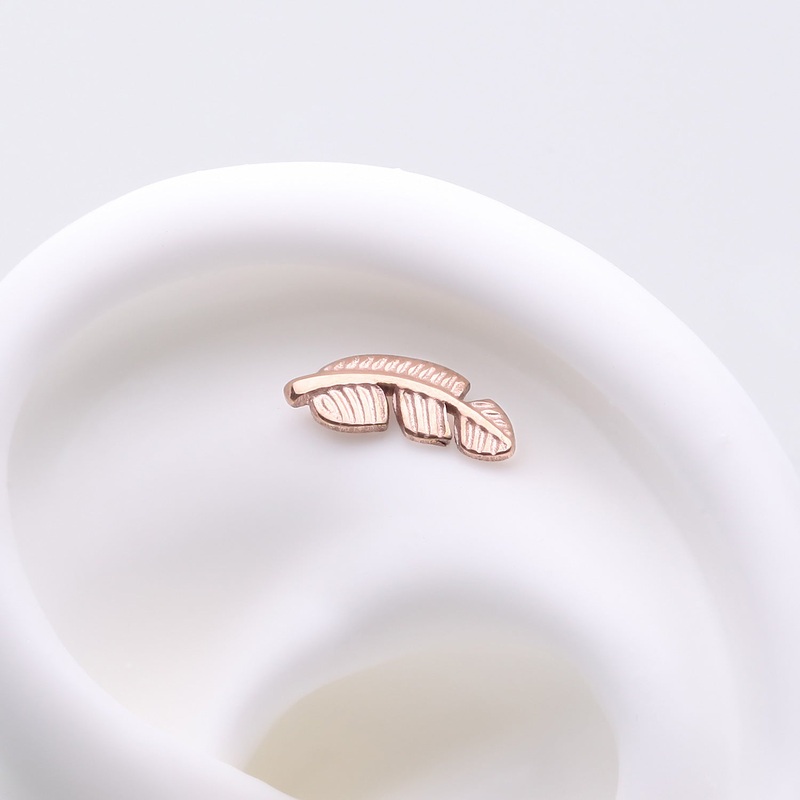 Implant Grade Titanium OneFit Threadless Rose Gold Vintage Leaf Top Part