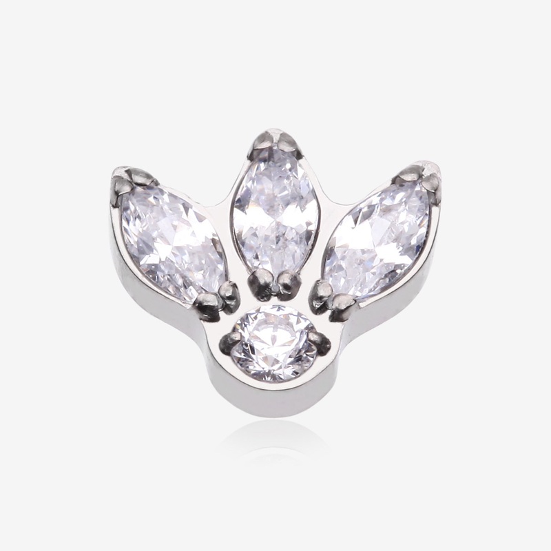 Implant Grade Titanium OneFit Threadless Triple Marquise Sparkle Flower Top Part