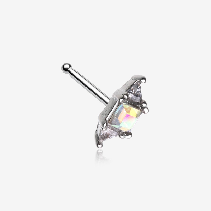 Iridescent Geometric Sparkle Gems Nose Stud Ring